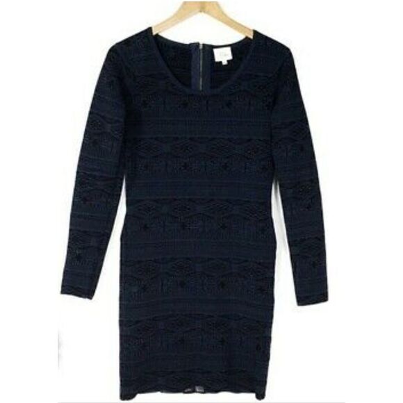 Parker Katrina Knit Bodycon Dress Navy Blue and Black Size Large NWT - Picture 6 of 13
